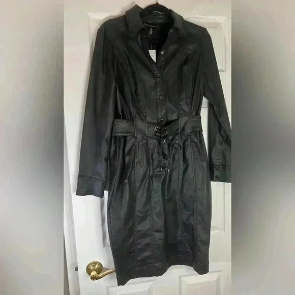 White House Black Market black womens coated denim dress - Picture 3 of 16